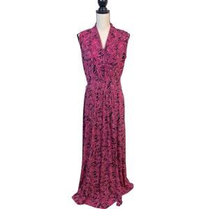 MICHAEL Michael Kors Sleeveless Pink Tropical Print Maxi Dress Size Medium